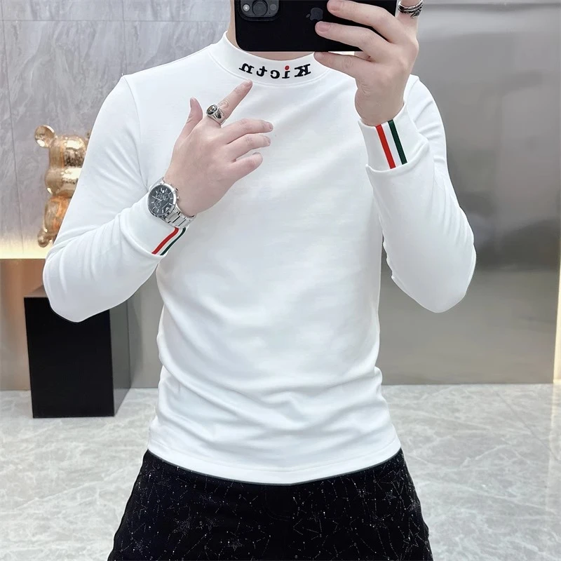 2024新款欧货春秋男士长袖T恤圆领时尚大码时尚印花卫衣男装H89