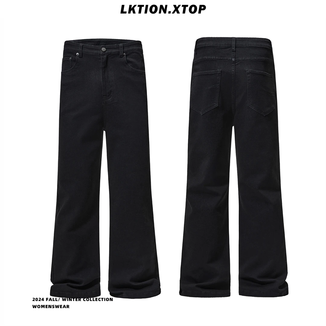 LK 弹力黑色巴家弯刀微喇牛仔裤男修身显腿长bootcut长裤子