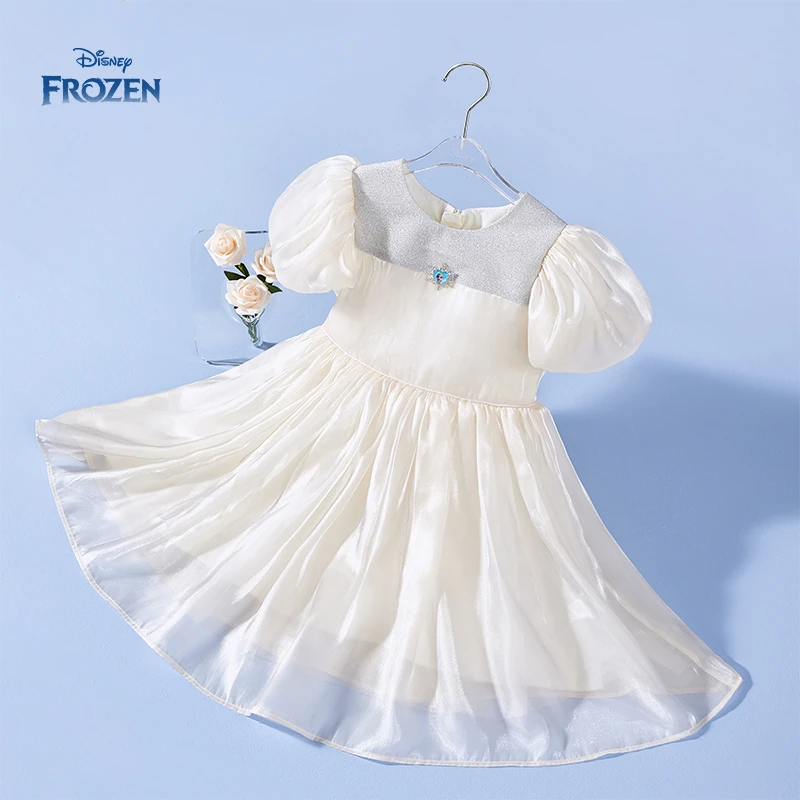 Disney/迪士尼新款春夏女宝公主连衣裙洋气淑女艾莎夏日连衣裙