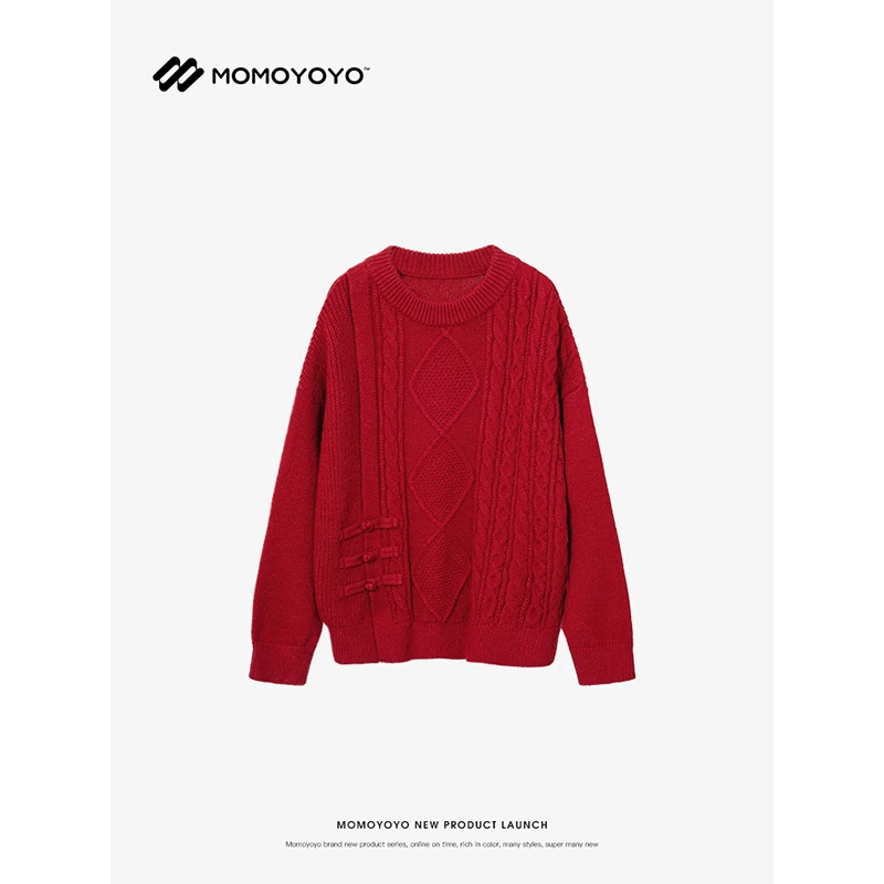 新年款【跨年夜】麻花盘扣圆领毛衣 7363D