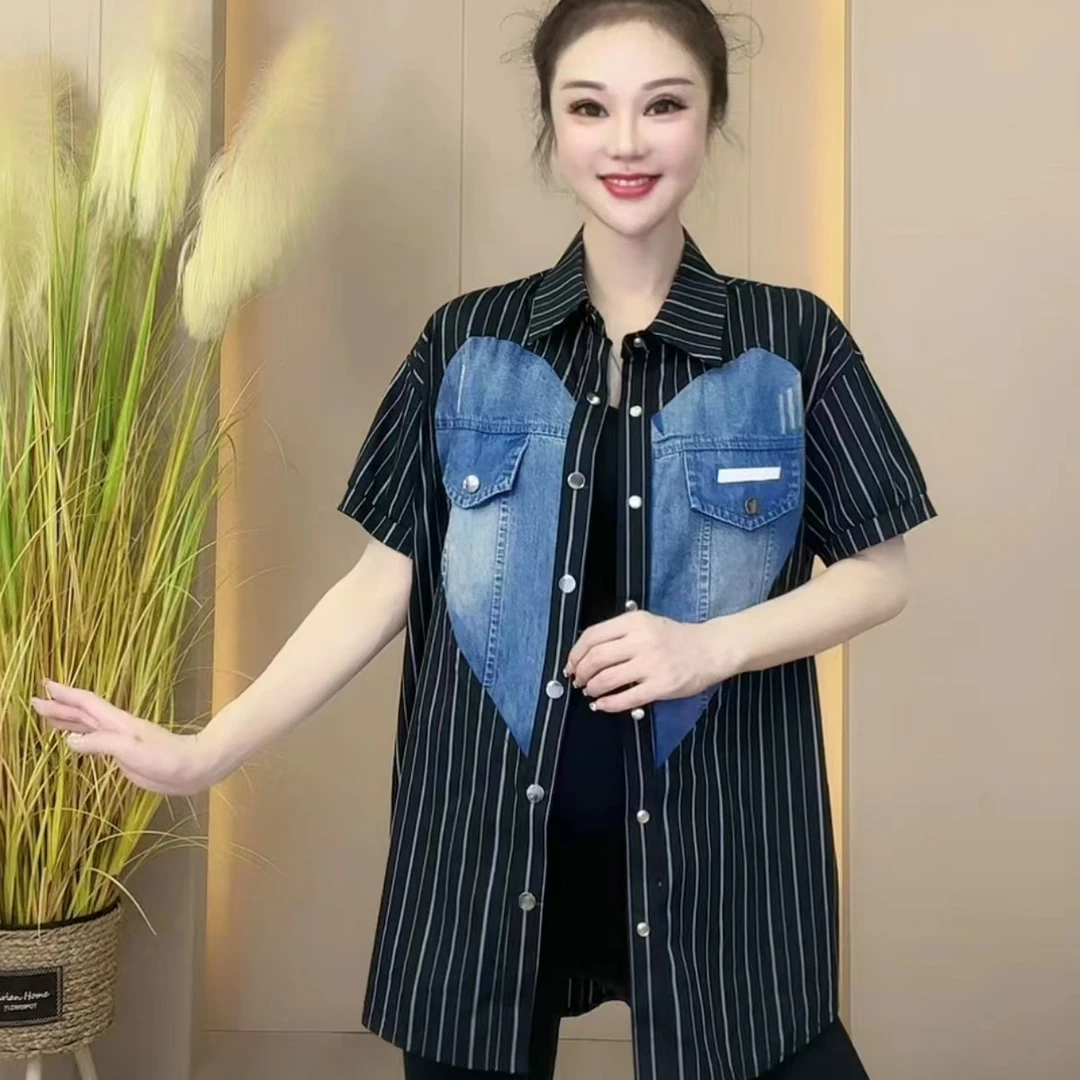 【希帆】衬衣 拼爱心 6627#休闲百搭 显瘦显年轻 不起球 透气