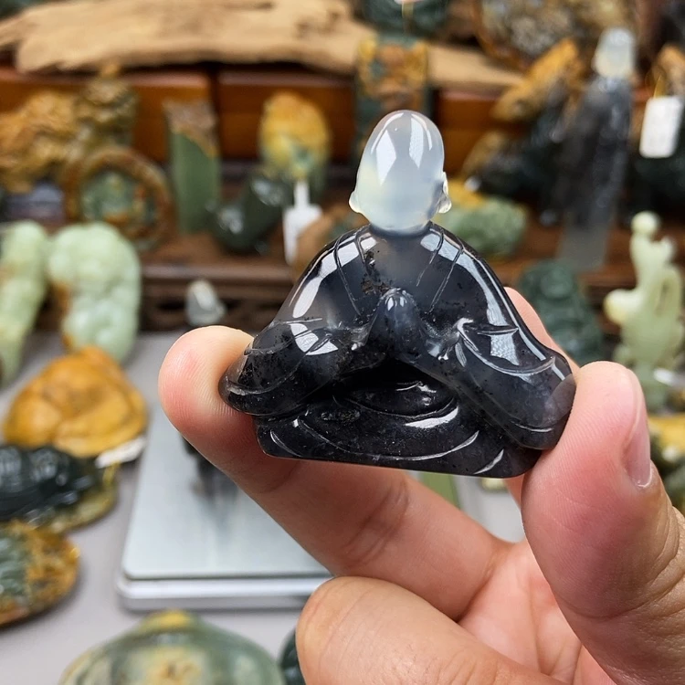 【闪购商品】蛇纹石玉把件合金