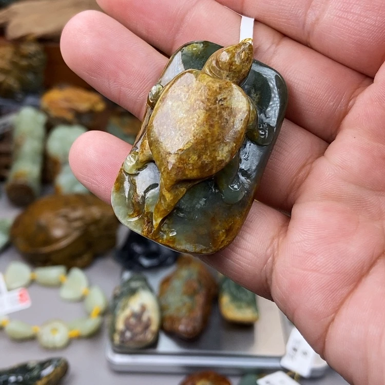【闪购商品】岫岩河磨玉（透闪石质玉）挂坠未镶嵌用****7