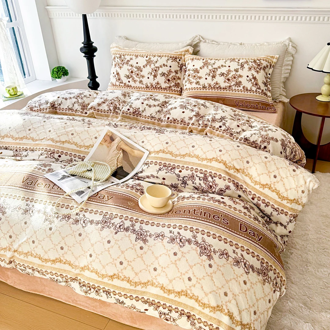 轻奢保暖双面绒牛奶绒亲肤可机洗床品四件套