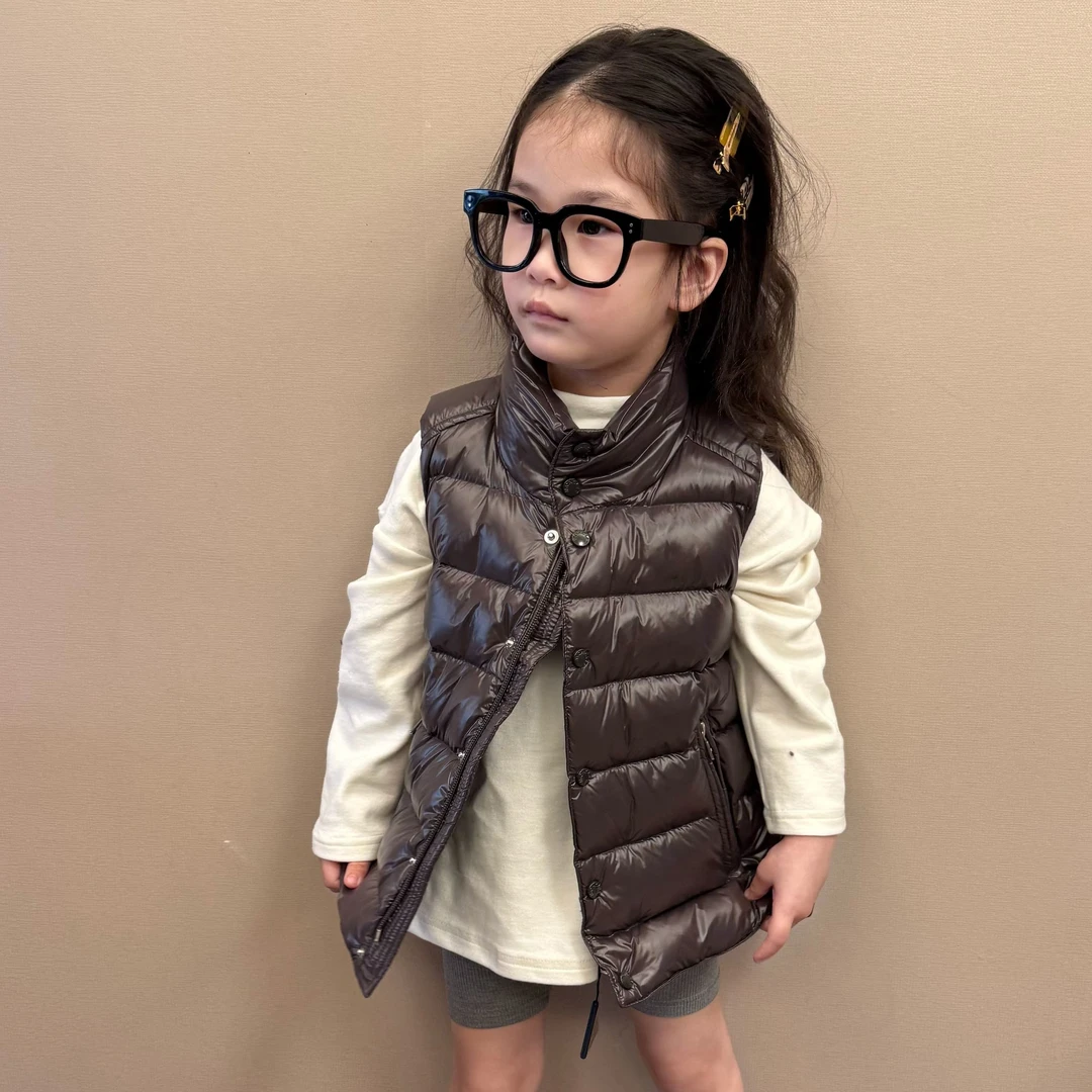 大金家儿童秋冬新款岩灰色加厚鹅绒轻便百搭高级宝宝秋冬必备马甲