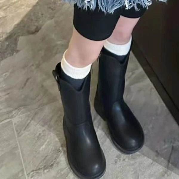 大金定制秋季新款长靴宝宝复古秋冬新款百搭时尚黑色高筒长靴