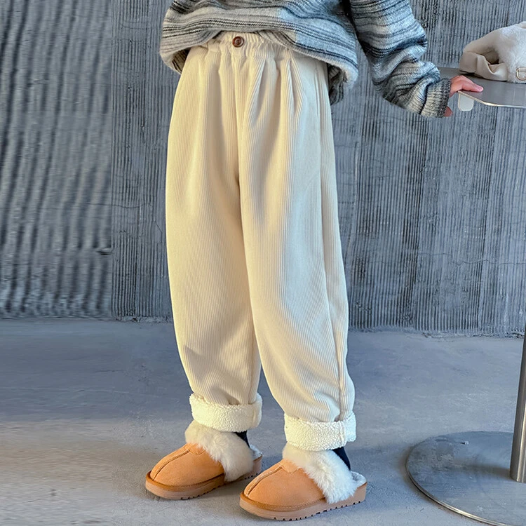 （媛老板）儿童女童冬季休闲裤洋气外穿宽松加绒加厚秋冬冬季大童