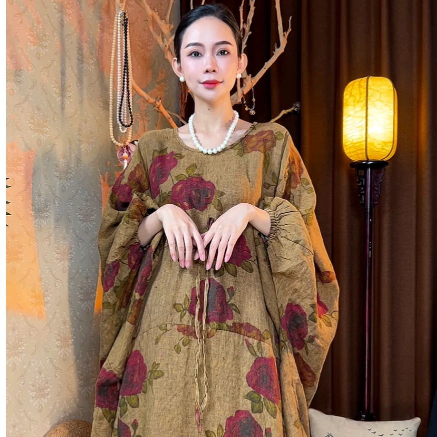 知否亚麻连衣裙复古