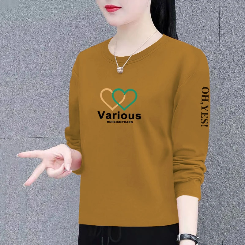 纯棉长袖t恤女春秋季新款宽松遮肚显瘦百搭圆领打底衫韩版上衣潮