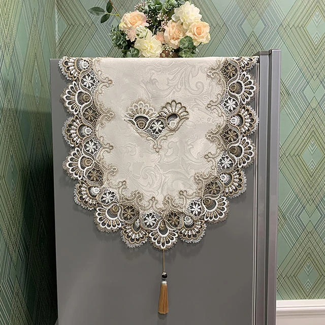 欧式冰箱盖布双开门防尘布双门轻奢防尘罩单开门蕾丝帘遮尘盖巾