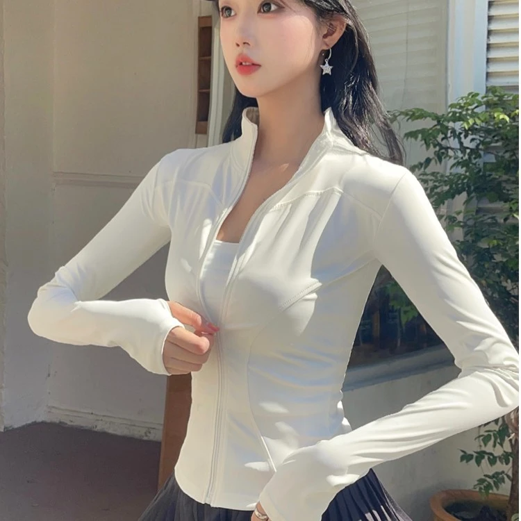 健身女孩帅气显瘦运动外套紧身弹力瑜伽服上衣专业跑步训练长袖秋