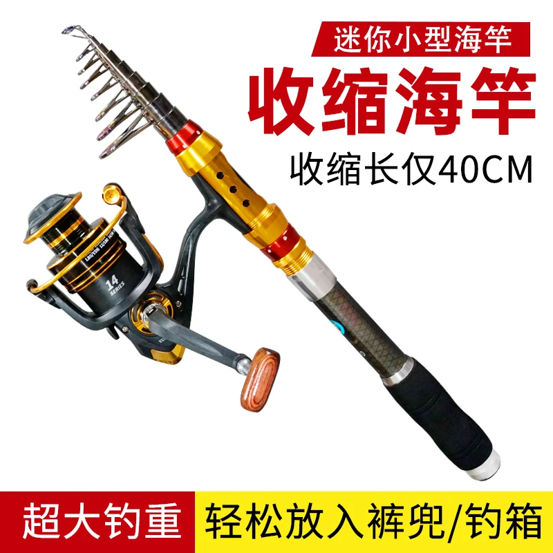 海竿抛竿便携伸缩海竿短节竿远投竿超短迷你小路亚纺海钓竿小海竿