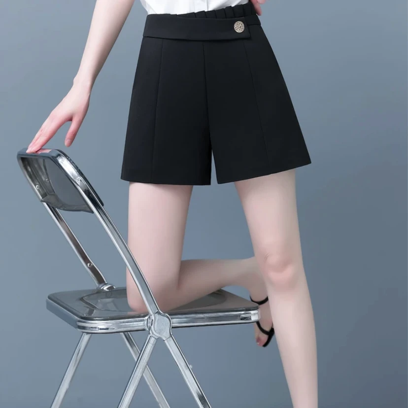 AML3 裤头荷叶边设计感时尚百搭气质显瘦减龄女装高腰A字短裤