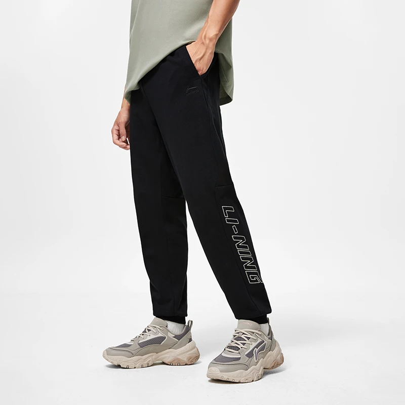 李宁运动潮流系列男子针织休闲裤束脚舒适百搭时尚卫裤AKLT415