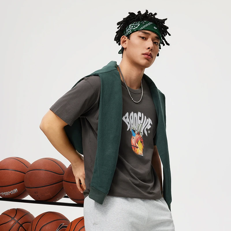 【兵不厌诈】李宁反伍BADFIVE男子舒适休闲短袖文化衫AHSU431