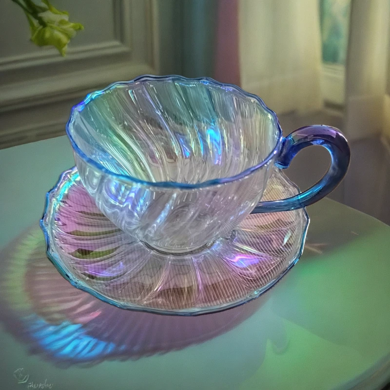 炫彩透明渐变咖啡耐热杯绝绝子彩色绿色手工玻璃杯咖啡杯茶杯家用