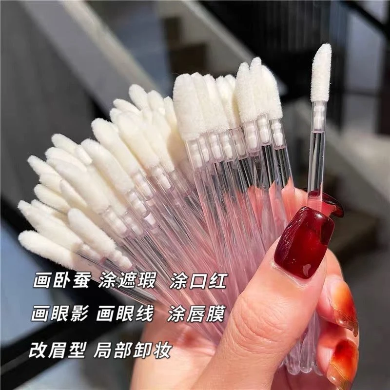 一次性唇刷口红刷化妆神器化妆工具植绒棉签棒化妆刷子遮瑕粉底刷