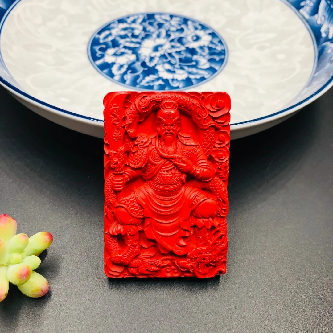 含辰砂工艺品朱砂高含量新中式关公吊坠（红砂）《新人满减》