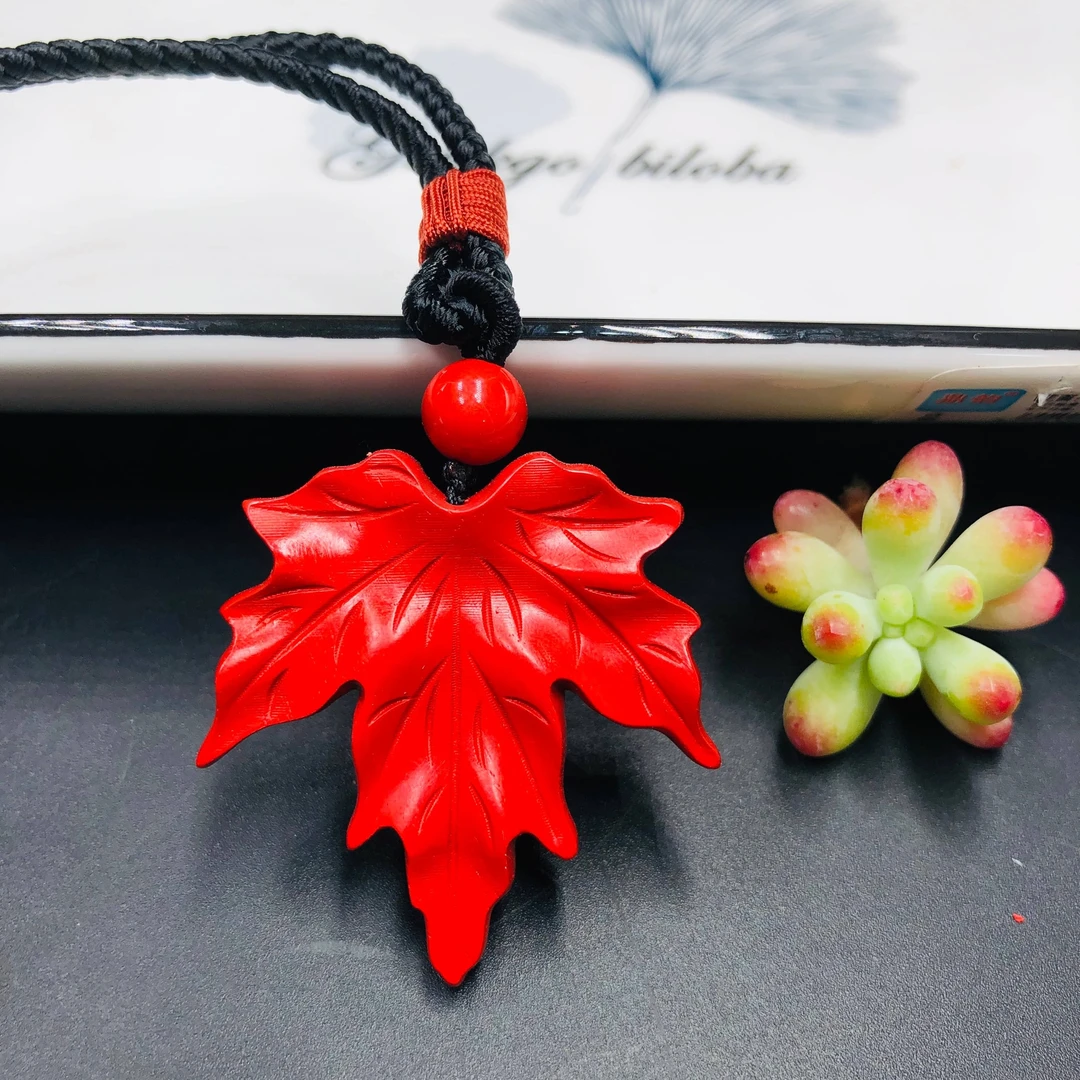 含辰砂工艺品朱砂高含量新中式枫叶吊坠（红砂）《新人满减》
