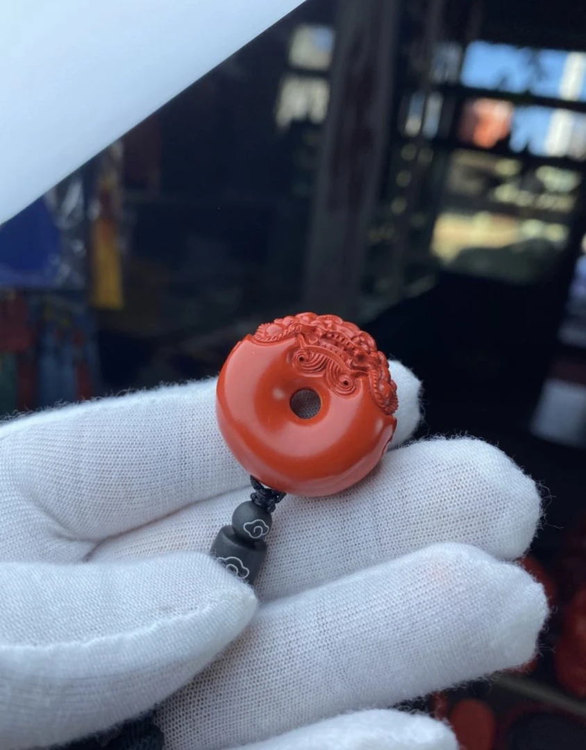 含辰砂工艺品朱砂高含量新中式貔貅平安扣吊坠《新人满减》