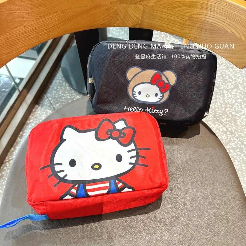 日系猫咪小熊折叠便携家用化妆包旅行洗漱包多功能防尘收纳挂袋