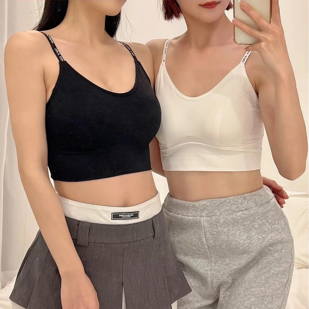 夏季背心冰丝抹胸固定一体杯乳胶聚拢打底美背无痕透气抹胸内衣女