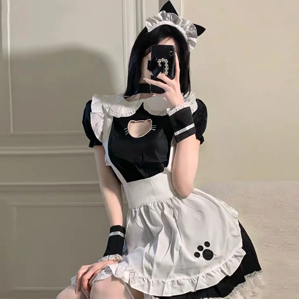 日系萌妹可爱连衣裙套装性感jk少女睡衣家居服暗黑夏