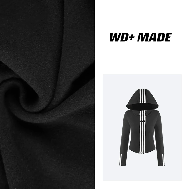 美式辣妹风黑白条纹撞色小众时尚连帽外套百搭显瘦长袖外套