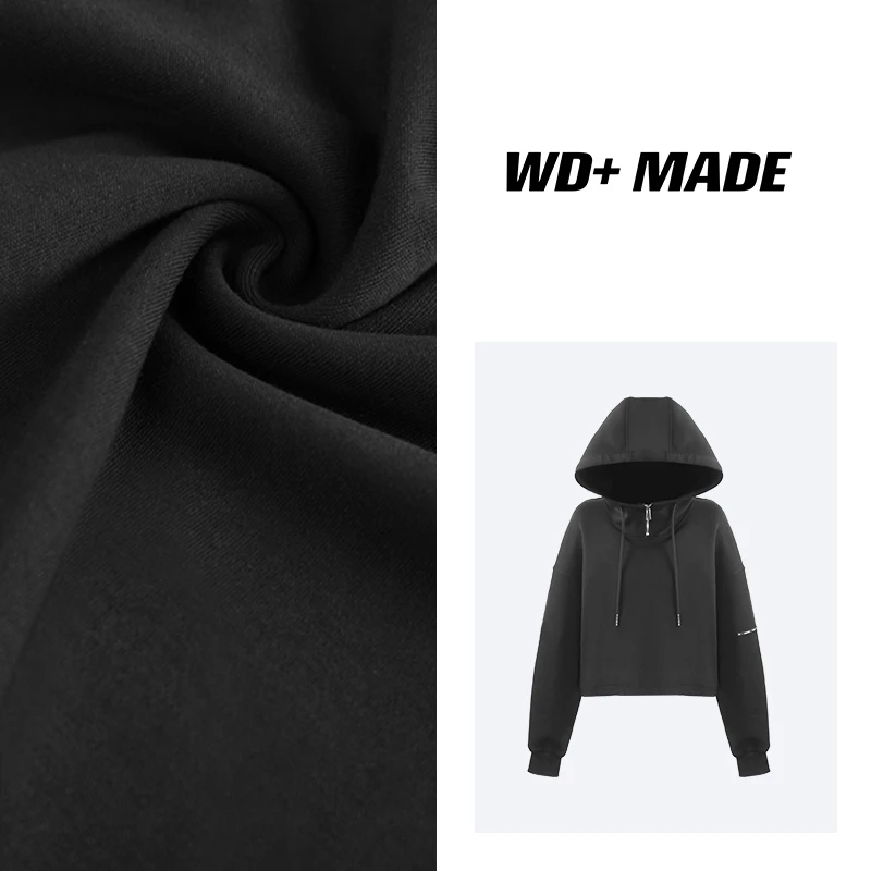 时尚百搭小众ins设计感短款连帽卫衣美式收腰宽松休闲上衣