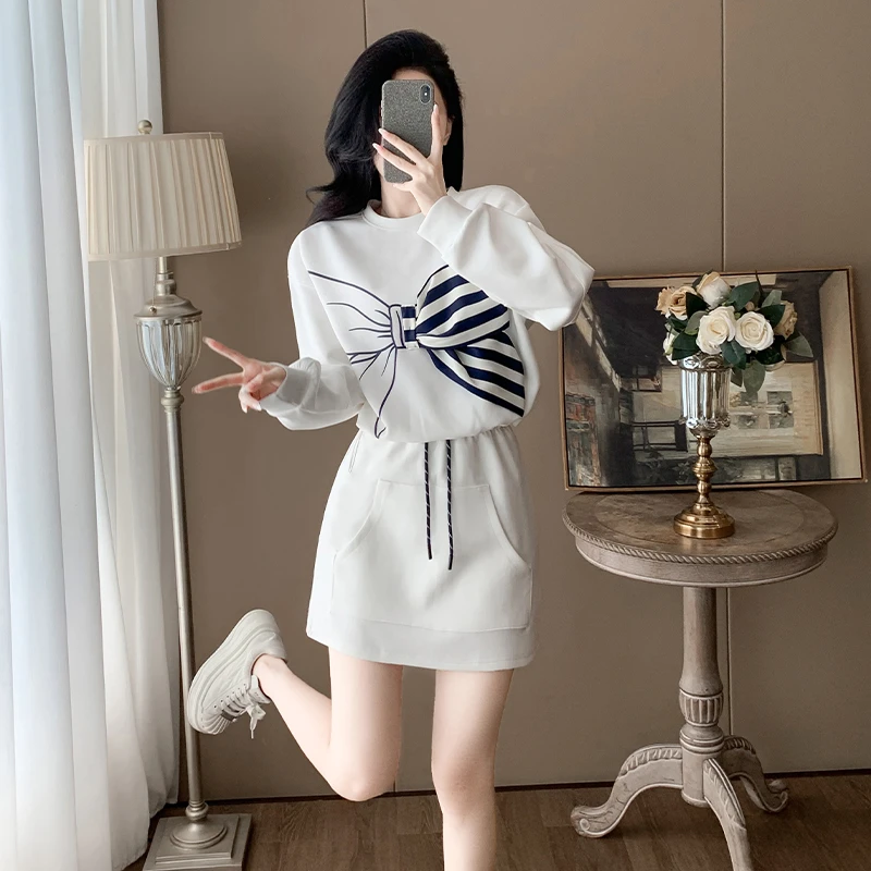 春秋韩系穿搭套装裙2024新款女装休闲时尚运动卫衣半身裙两件套潮