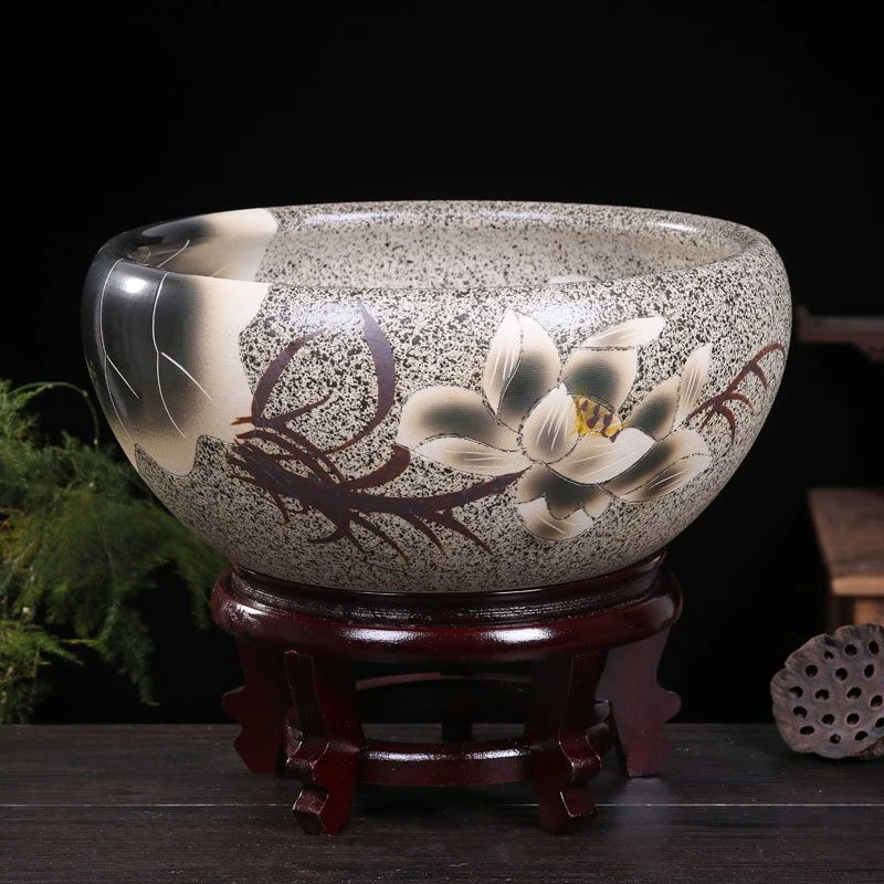 大口径景德镇陶瓷花盆碗莲荷花盆家用水培养植特大号绿萝盆景盆栽