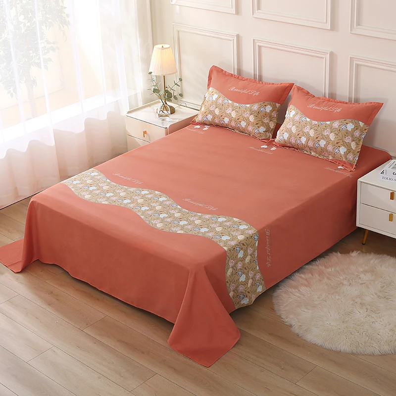 【2.3*2.5锦绣未央-桔床单】优肤亲肤棉加厚磨毛床单四季 直播专属