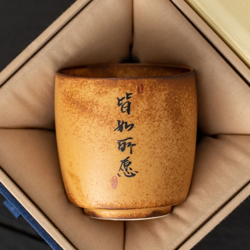 私人定制茶杯刻字柴烧功夫茶杯主人杯单杯茶具生日礼物伴手礼杯子