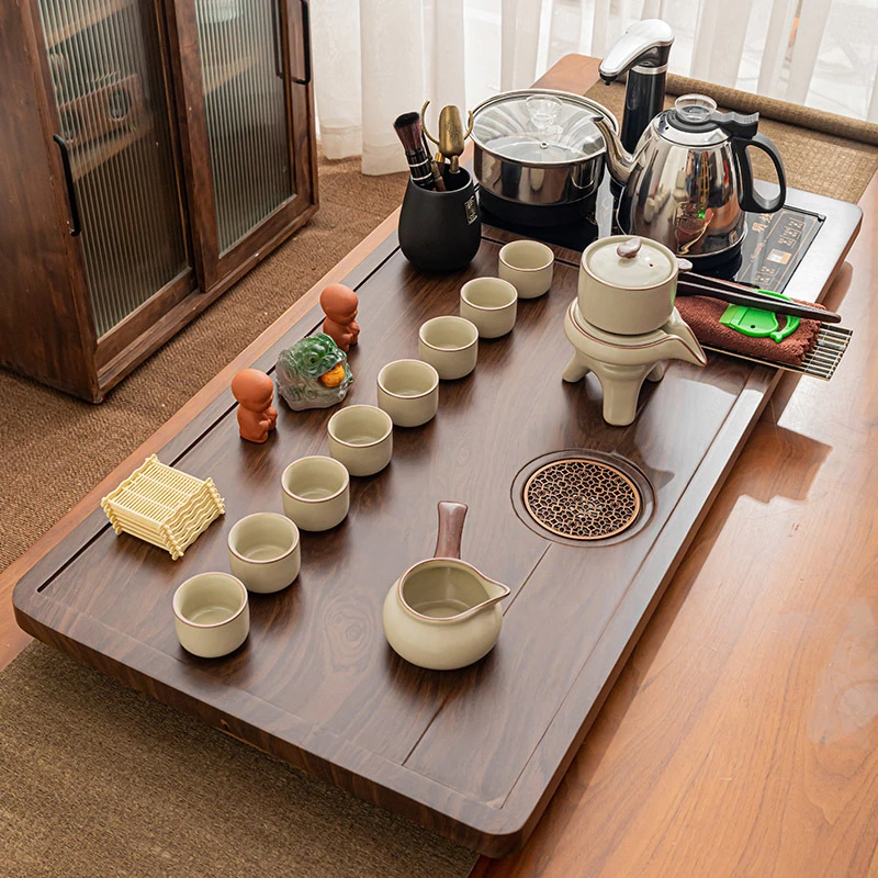 简约四合一体泡茶盘茶海道整套功夫茶具套装茶台全套全自动家用