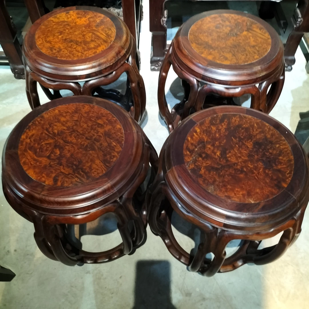 红酸枝明式鼓凳壹套