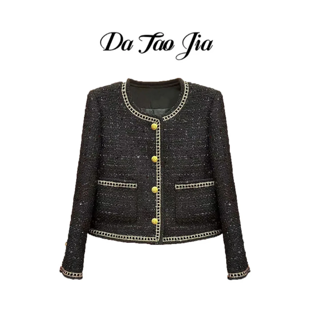 【大涛家—黑金风暴】2024秋冬季法式赫本风轻奢花呢小香风外套