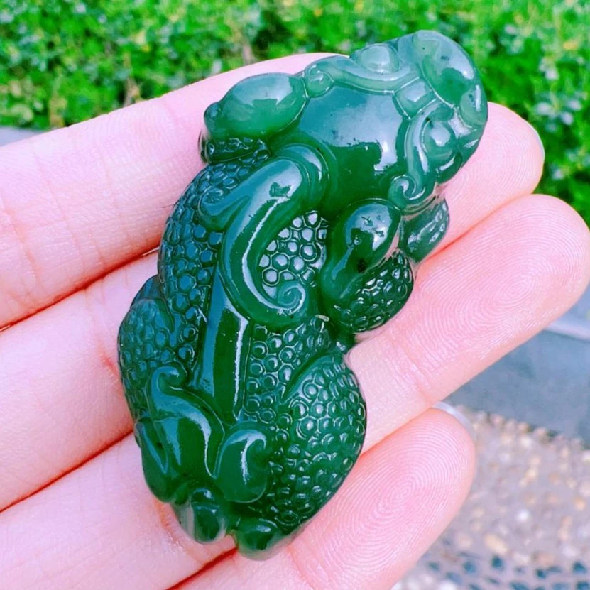 高端珠宝大貔貅和田玉碧玉吊坠配同色项链 DD801