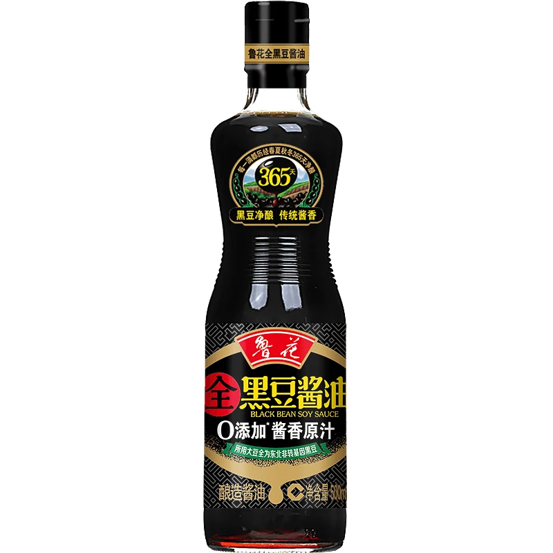 鲁花全黑豆原汁酱油500ml/1L特级酱香全黑豆365天酿造调味品烹饪
