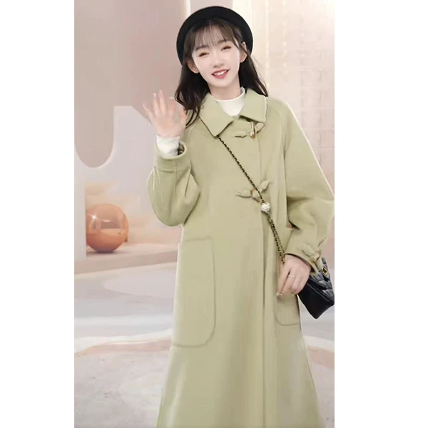 HSTYLE/韩都衣舍新款双面呢大衣宽松百搭时尚毛呢外套女25030