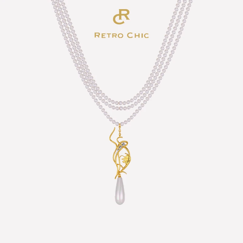 铜合金项链 RC RETRO CHIC 意大利复古时尚首饰 百灵鸟铃兰花项链