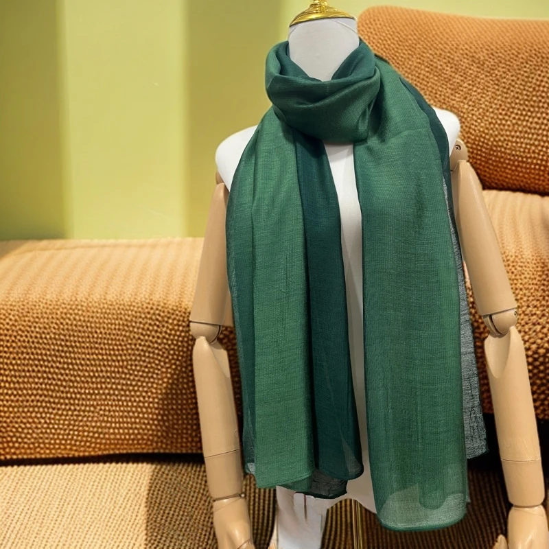 C001 绿色渐变 桑蚕丝羊毛羊绒围巾 75*190CM 围巾披肩丝巾百搭S