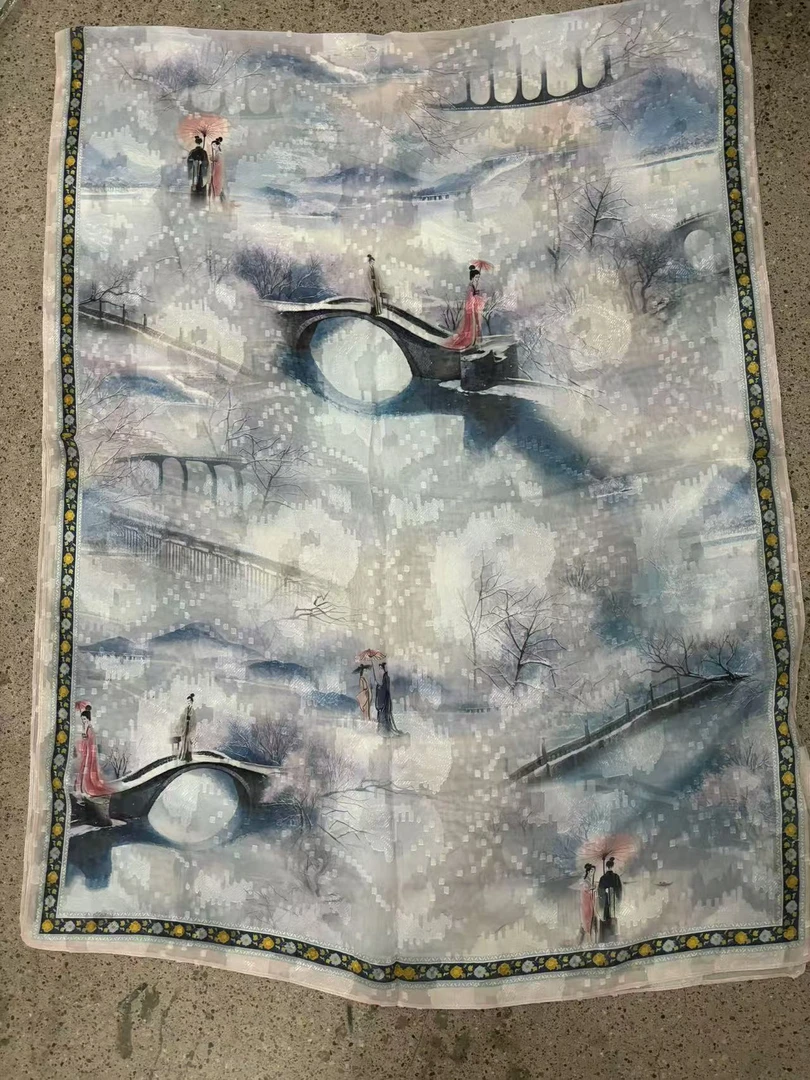 J016 西湖断桥 新款  香云剪花新款时尚 70*180 香云手工剪花丝巾