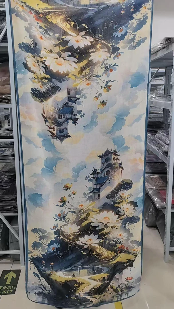 Y050 亭台楼阁 羊绒围巾70*180 百搭围巾丝巾披肩通用Y