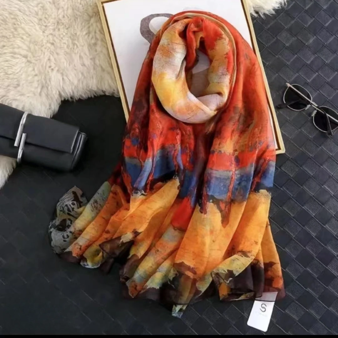 H014 江山枫叶 云朵纱 130*180 丝巾 披肩 围巾