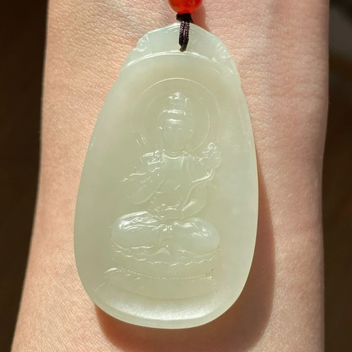 生肖马守护神大势至菩萨和田玉玉石吊坠男女可带/送礼盒和田玉
