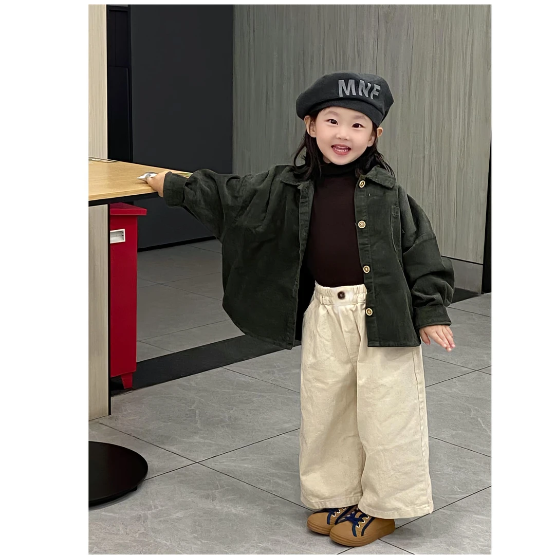 女童套装春秋秋季幼儿园小宝宝外穿两件套中小童休闲衬衫外套裤子