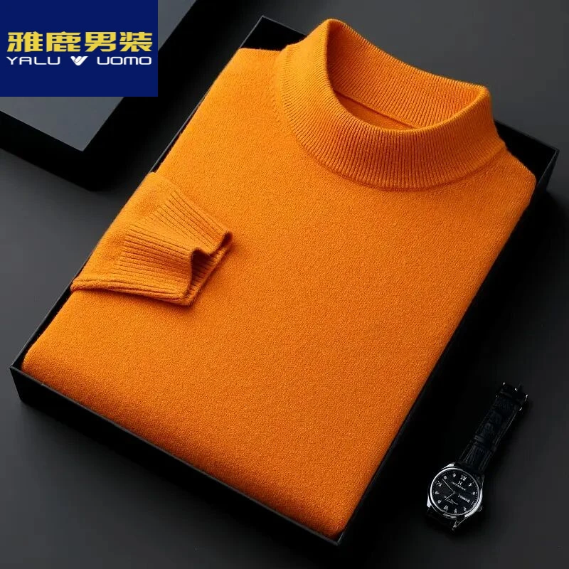雅鹿男装秋冬百搭神器高档冬季男款毛衣半高领长袖针织衫男士打底
