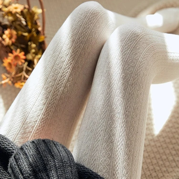 日系复古针织麻花打底裤女外穿秋冬款踩脚连裤袜