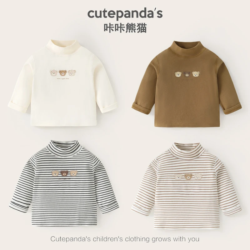 【现货】婴儿衣服舒绒高领打底衫长袖T恤冬装秋冬宝宝上衣Y9005