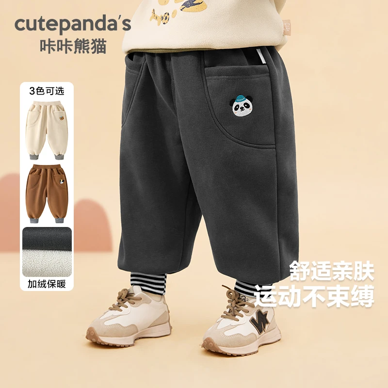 【现货】卡通休闲加绒卫裤秋装秋冬款童装儿童宝宝卫裤冬季潮Y9376